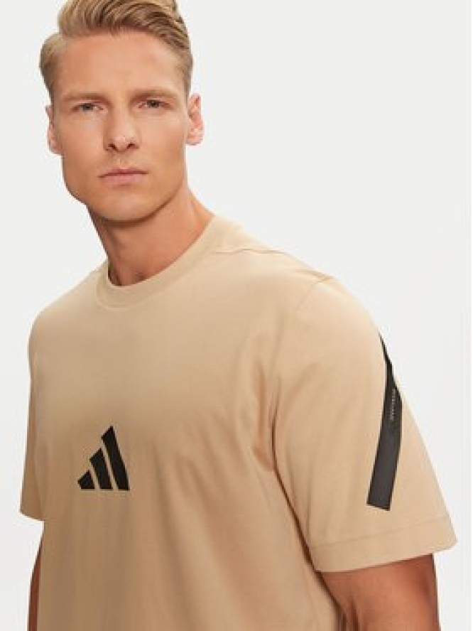 adidas T-Shirt Z.N.E. JF2453 Beżowy Regular Fit