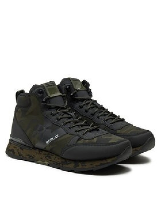 REPLAY Sneakersy Arthur Mid Camo Mid-Top GMS68.000.C0092T Zielony