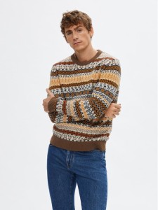 Selected Homme Sweter 16090839 Brązowy Regular Fit