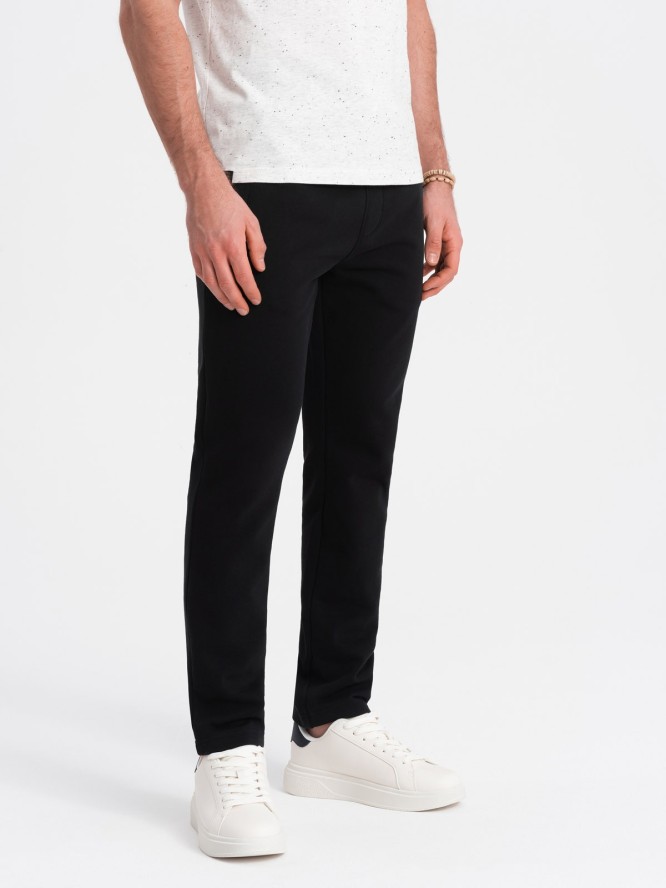 Dresowe spodnie męskie z nogawką bez ściągacza - czarne V5 OM-PABS-0206 - XXL