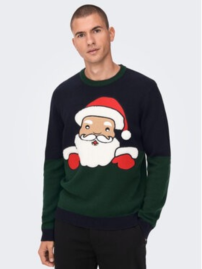 Only & Sons Sweter Xmas 22023346 Granatowy Regular Fit