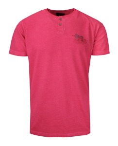 T-Shirt Męski Malinowy, Czerwony, Melanżowy z Nadrukiem, Koszulka, Krótki Rękaw, Basic, U-neck
