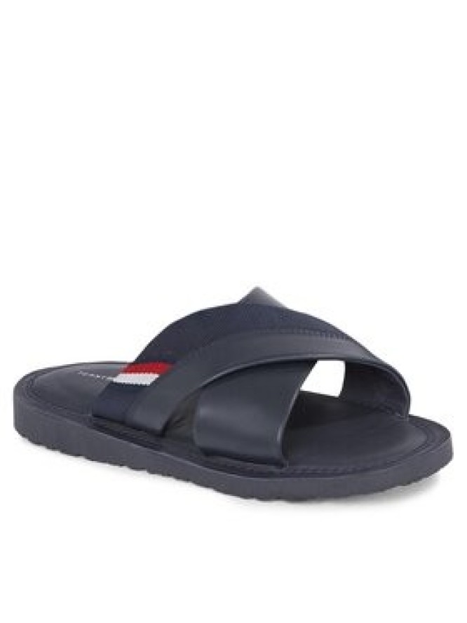 Tommy Hilfiger Klapki Core Hilfiger Lth Criss C Sandal FM0FM05010 Granatowy