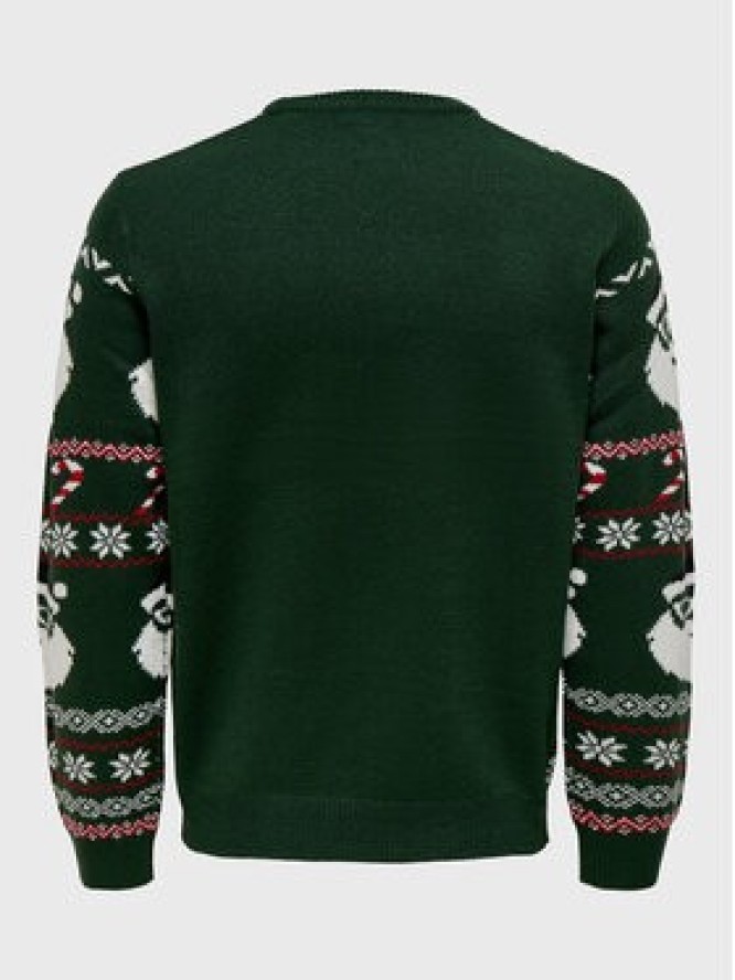 Only & Sons Sweter Xmas Santa 22023994 Zielony Regular Fit