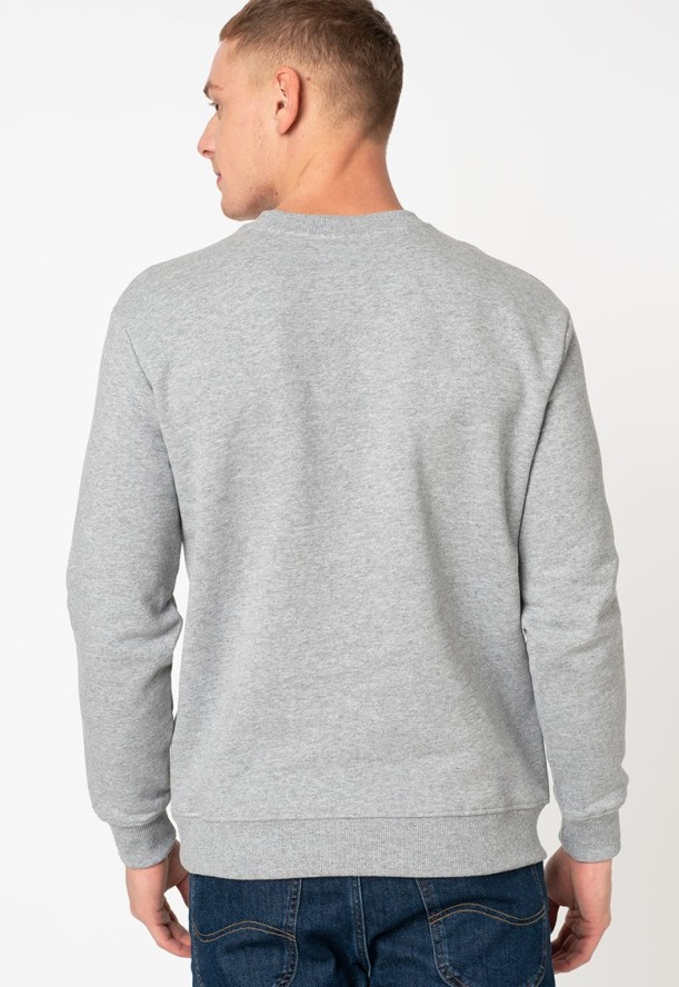 LEE BASIC CREW LOGO SWS MĘSKA BLUZA REGULAR FIT GREY MELE L80XTJMP