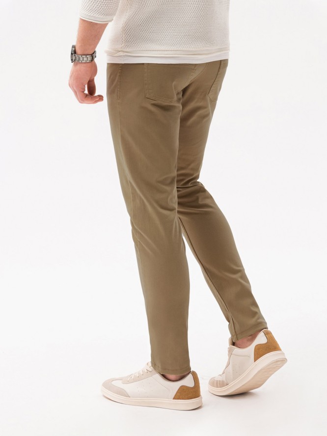 Spodnie męskie chinosy SLIM FIT - beżowe V27 P1059 - XXL
