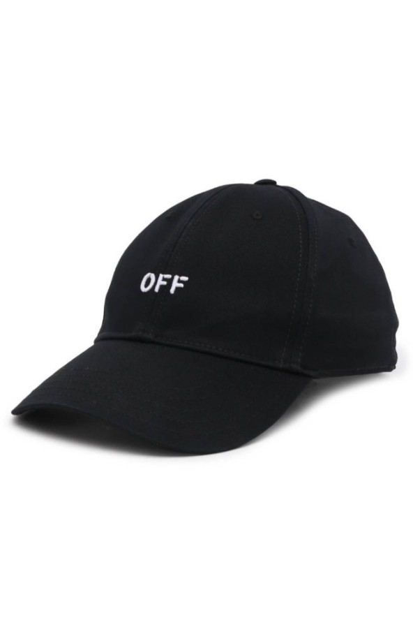 OFF-WHITE Czarna czapka z daszkiem z haftowanym Off
