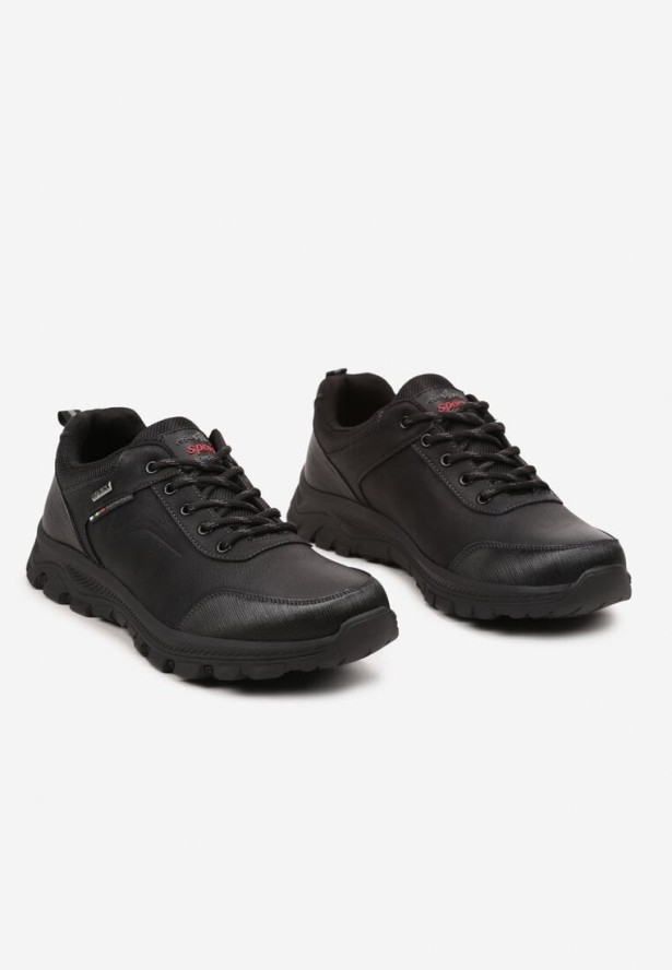 Czarne Płaskie Sznurowane Buty Sportowe Sneakersy Golaria