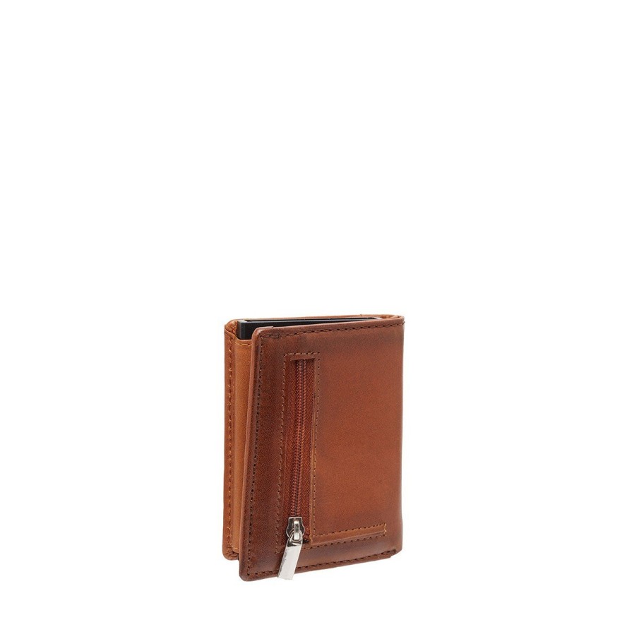 MUSTANG Temi RFID Aluminium Case Wallet MĘSKI SKÓRZANY PORTFEL PREMIUM POJEMNY NA KARTY SKÓRA COGNAC 06.103931