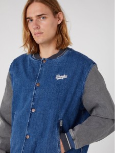 Wrangler Kurtka bomber Baseball W48272Z90 112331618 Niebieski Regular Fit