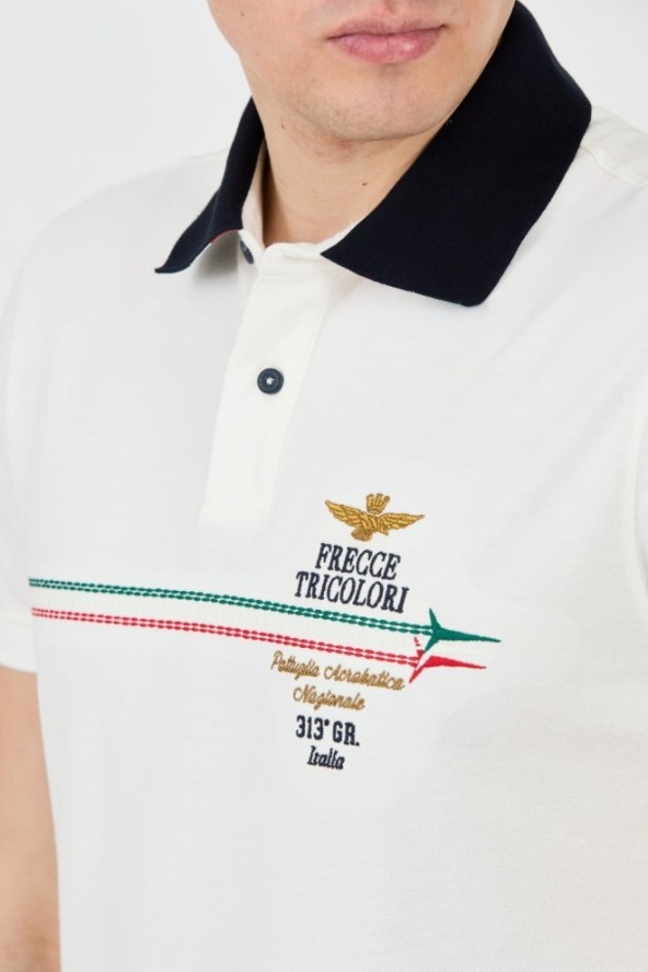 AERONAUTICA MILITARE Białe polo Frecce Tricolori Embroidered