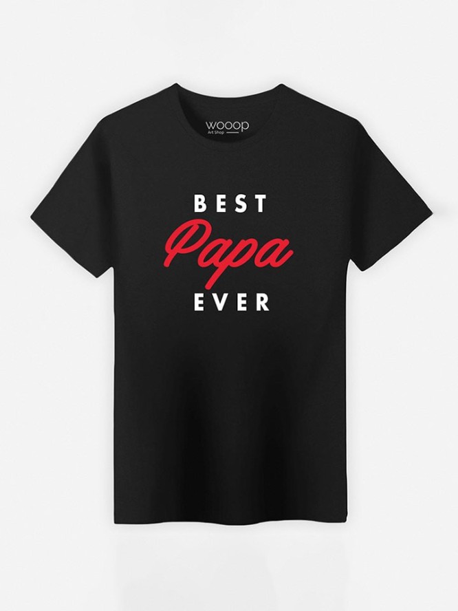 WOOOP Koszulka "Best Papa Ever" w kolorze czarnym rozmiar: M