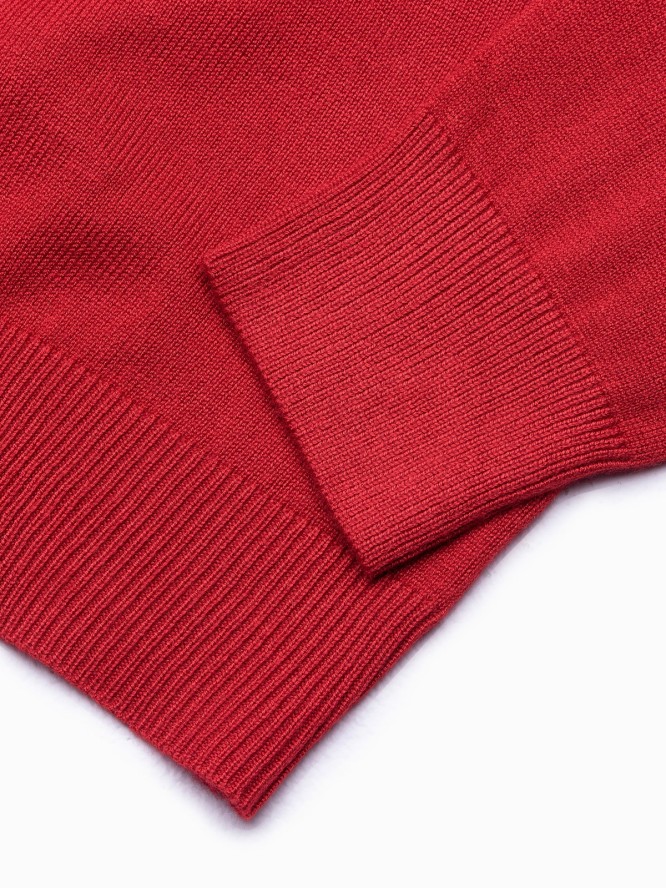 Sweter męski z haftem - czerwony V20 E191 - XL