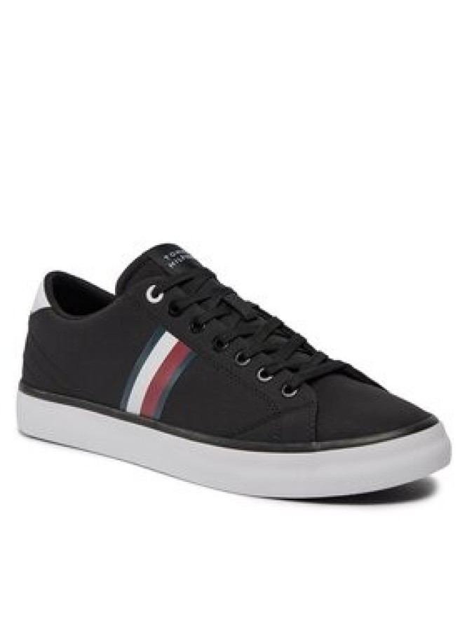 Tommy Hilfiger Sneakersy Th Hi Vulc Low Stripes Mesh FM0FM04946 Czarny