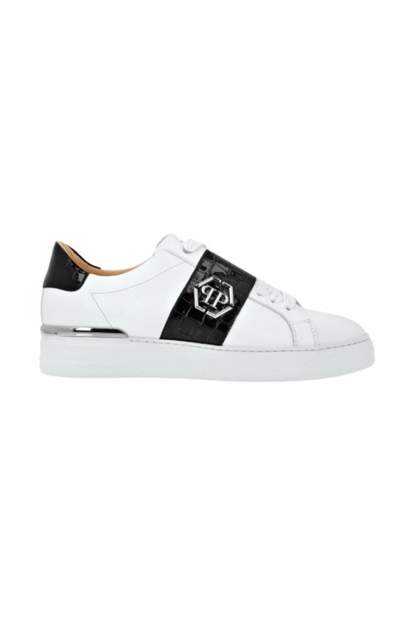 PHILIPP PLEIN Białe sneakersy Leather Lo-top