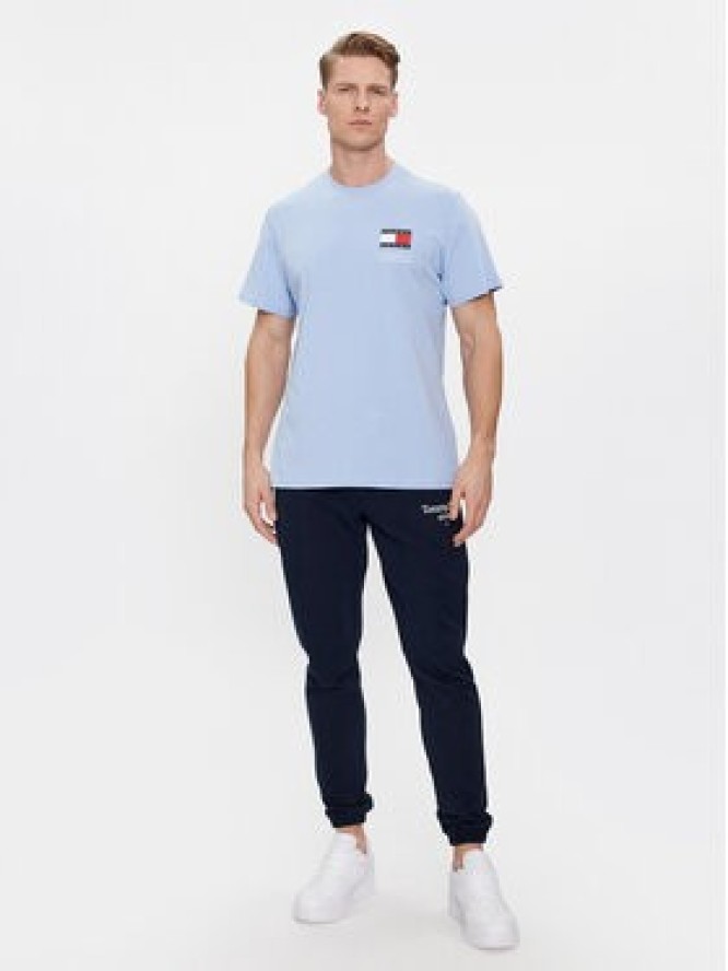 Tommy Jeans T-Shirt Essential Flag DM0DM18263 Błękitny Slim Fit