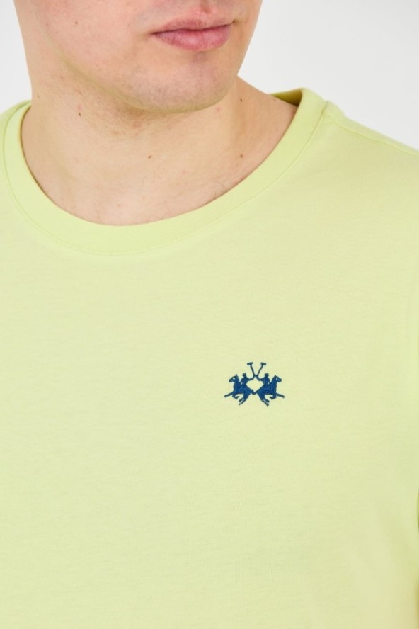 LA MARTINA Żółty t-shirt z małym logo