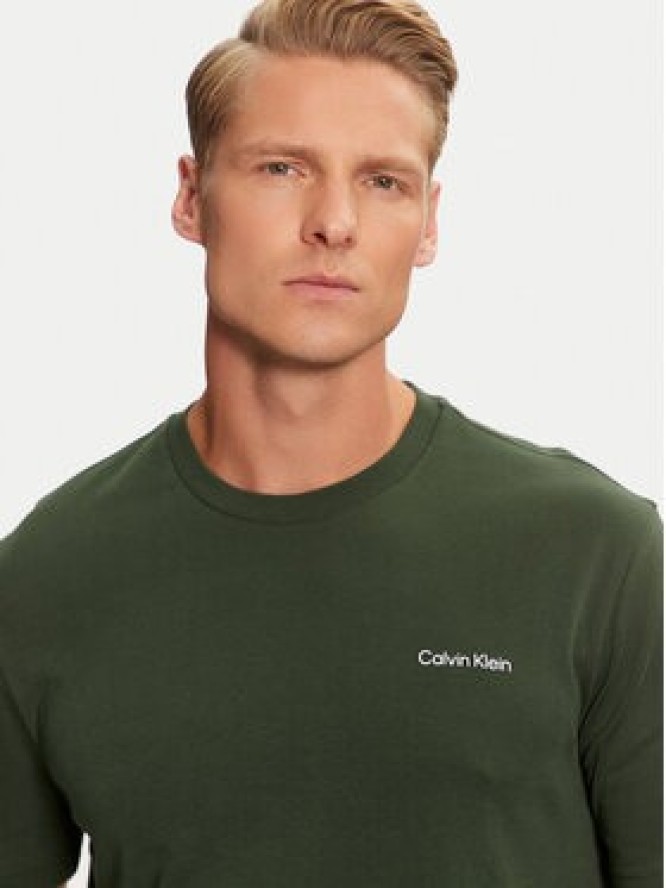 Calvin Klein T-Shirt Micro Logo Interlock K10K109894 Zielony Regular Fit