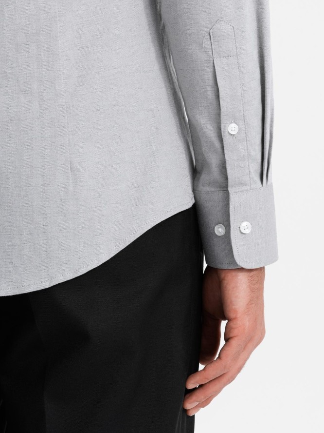 Męska koszula SLIM FIT z ozdobnej tkaniny – szara V2 OM-SHCS-0175 - XXL