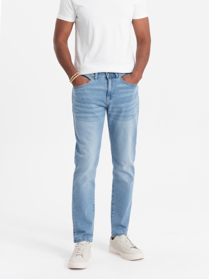 Spodnie męskie jeansowe SLIM FIT - jasnoniebieskie V2 OM-PADP-0110 - XL