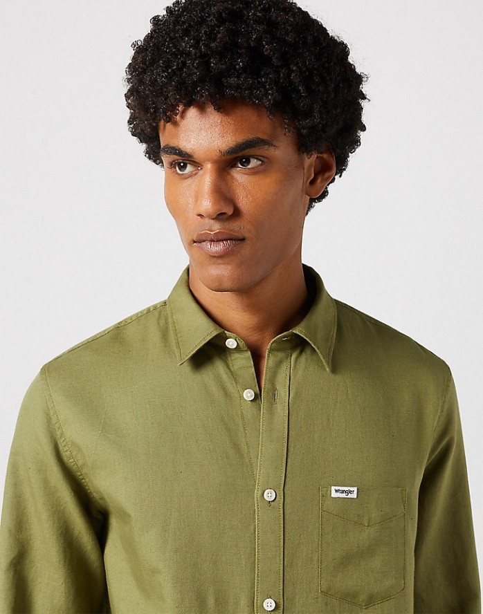 WRANGLER LS 1 PKT SHIRT MĘSKA KOSZULA CAPULET OLIVE 112352134