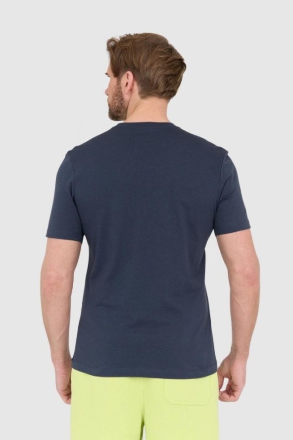 BLAUER Granatowy męski t-shirt z dużym logo