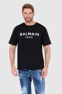 BALMAIN Czarny t-shirt męski z logo