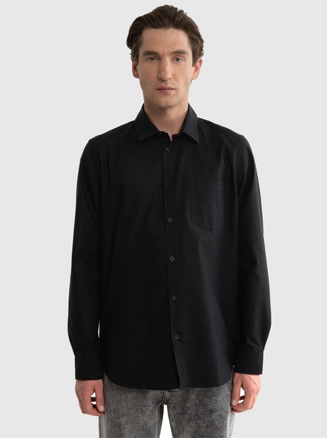 Koszula męska z tkaniny typu oxford czarna Trixi 906
