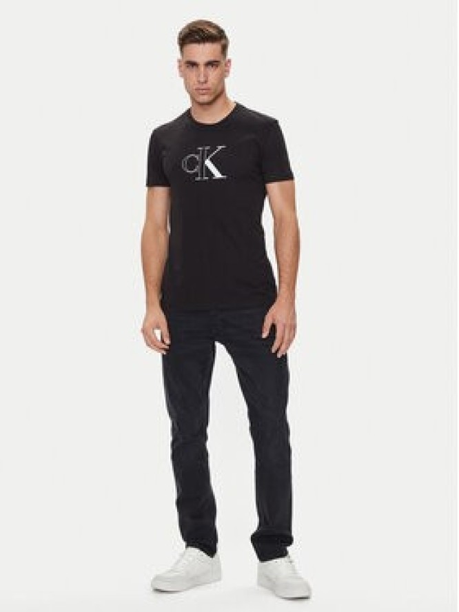 Calvin Klein Jeans T-Shirt Outline Monologo J30J325678 Czarny Slim Fit