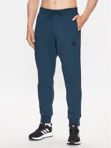 adidas Spodnie dresowe Essentials French Terry Tapered Cuff 3-Stripes Joggers IJ8698 Turkusowy Regular Fit