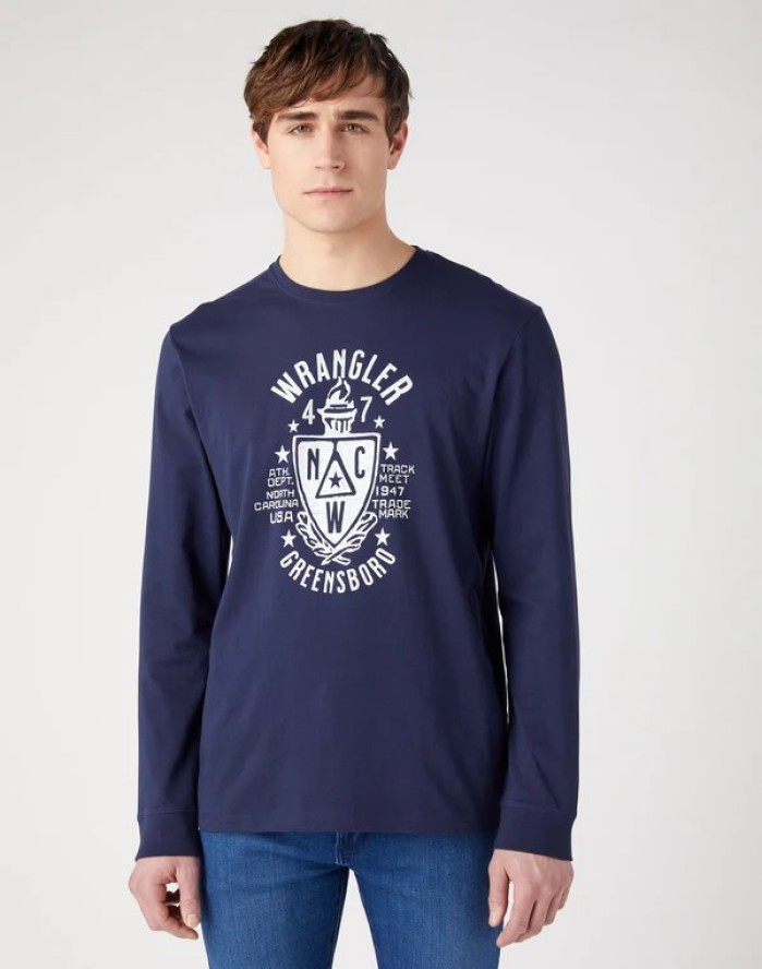 LEE AMERICANA TEE MĘSKA KOSZULKA Z DŁUGIM RĘKAWEM LONGSLEEVE NAVY 112341144