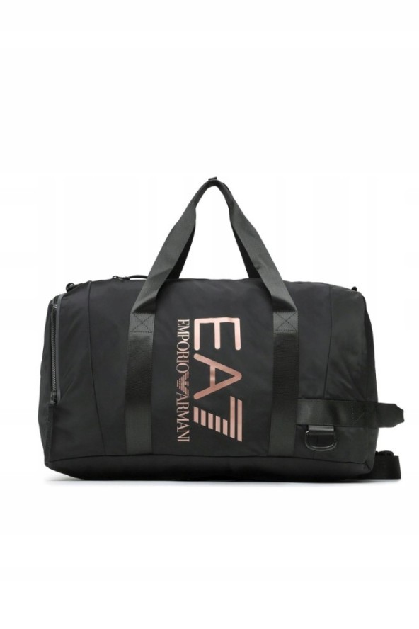 EA7 Czarna torba sportowa z różowym logo