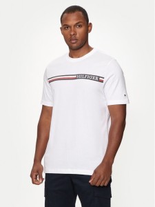 Tommy Hilfiger T-Shirt Chest Stripe MW0MW36739 Biały Regular Fit
