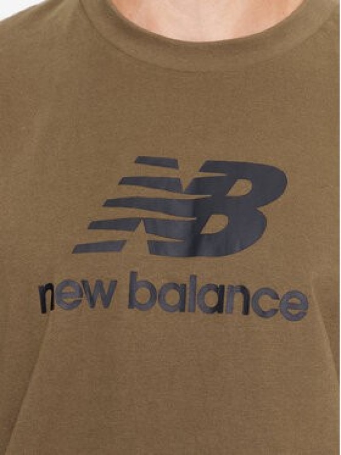 New Balance T-Shirt Essentials Stacked Logo Cotton Jersey Short Sleeve T-shirt MT31541 Brązowy Regular Fit