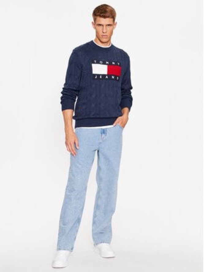 Tommy Jeans Sweter Flag DM0DM17762 Granatowy Relaxed Fit