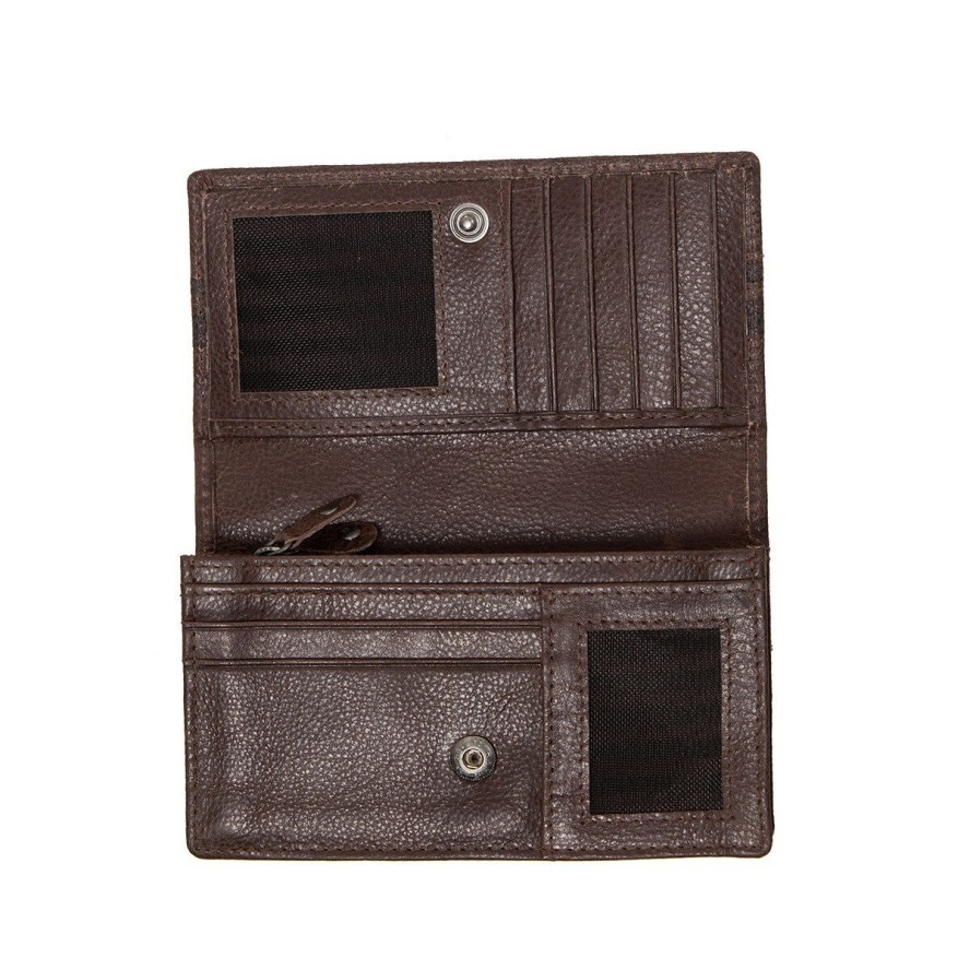 MUSTANG Asti Wallet Side Opening UNIWERSALNY SKÓRZANY PORTFEL PREMIUM POJEMNY NA KARTY SKÓRA DARK BROWN 06.103776