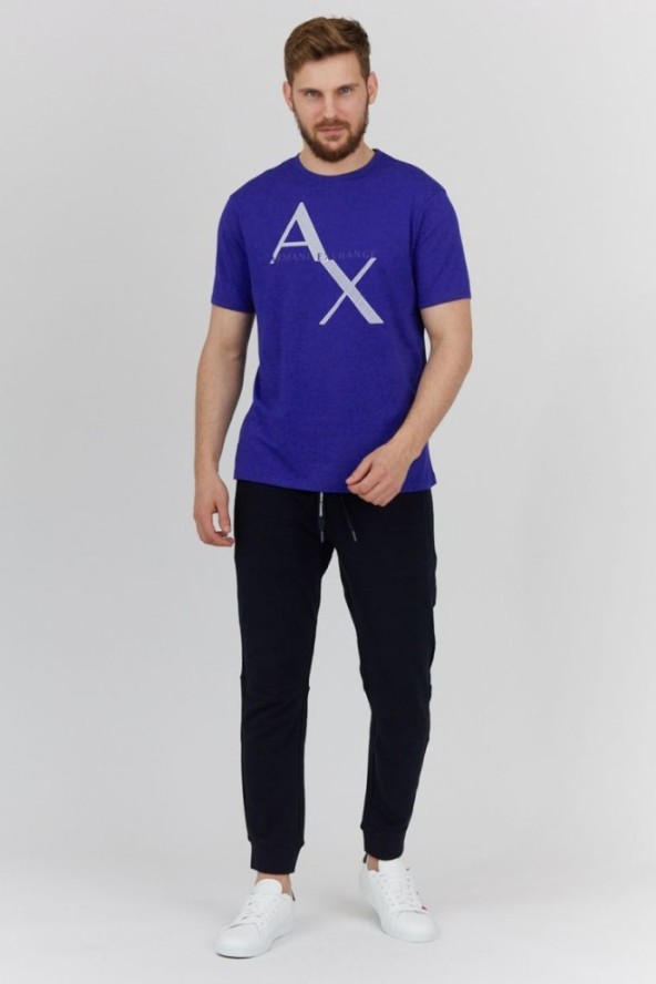 ARMANI EXCHANGE Niebieski t-shirt męski z logo