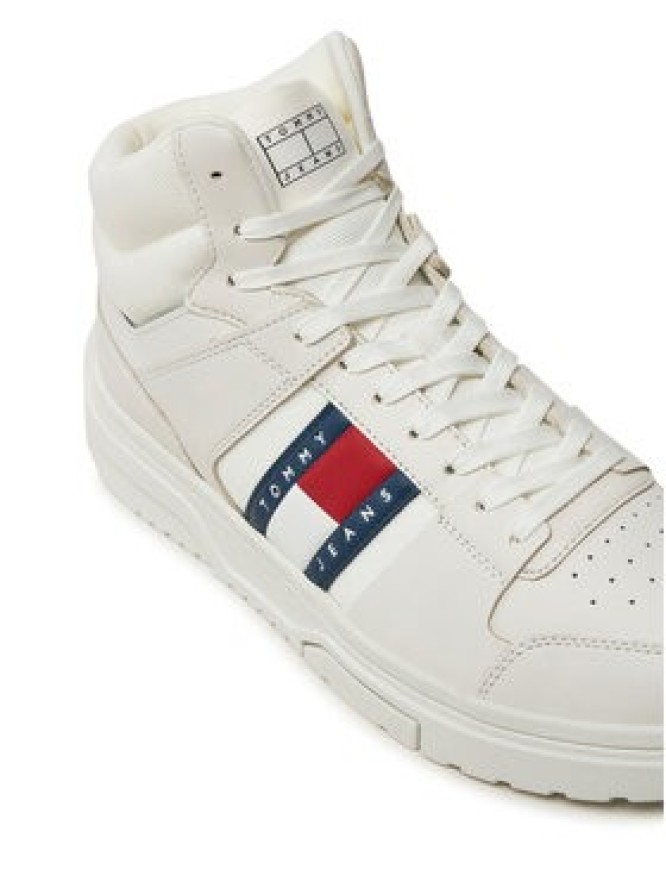 Tommy Jeans Sneakersy The Brooklyn Mix Mat Mid EM0EM01458 Biały