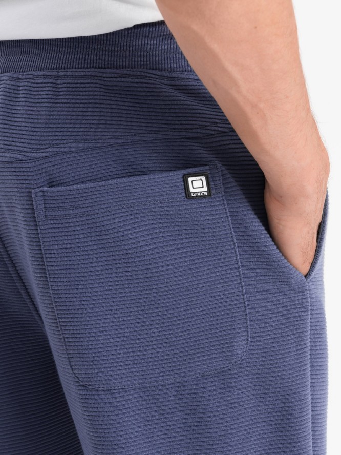 Spodnie dresowe męskie z tkaniny ottoman - ciemnoniebieskie V2 OM-PASK-0129 - XXL