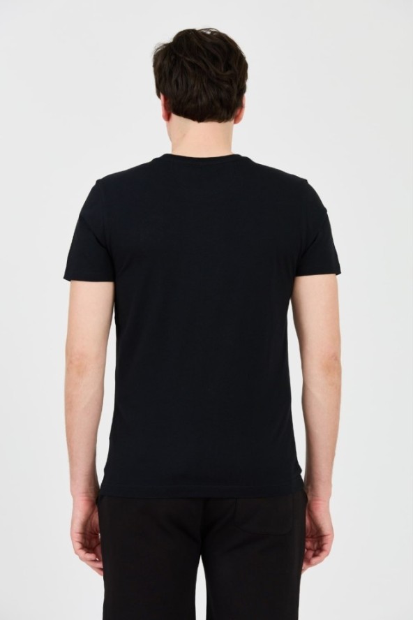 LA MARTINA Czarny t-shirt z dużym logo