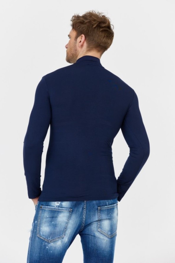 EMPORIO ARMANI Granatowy longsleeve męski ze stójką