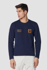 AERONAUTICA MILITARE Granatowy męski longsleeve With Patches