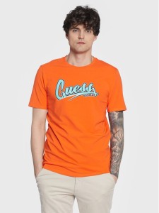 Guess T-Shirt F3GI10 J1314 Brązowy Slim Fit