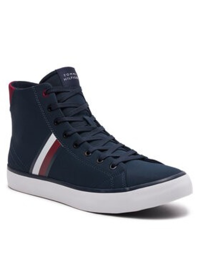 Tommy Hilfiger Sneakersy Th Hi Vulc Stripes Mesh FM0FM04948 Granatowy