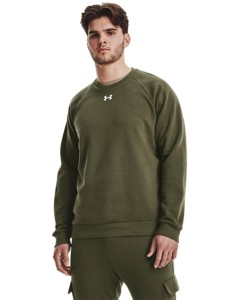 Bluza dresowa nierozpinana bez kaptura Under Armour UA Rival Fleece Crew męska - oliwkowa/khaki