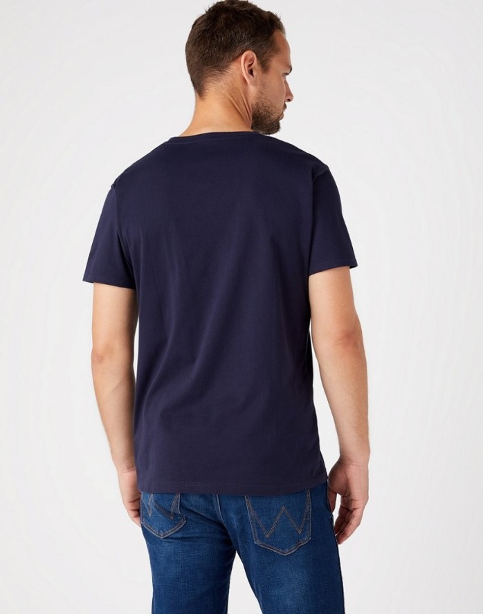 WRANGLER FRAME LOGO TEE MĘSKI T-SHIRT KOSZULKA NAVY W7H3D3114