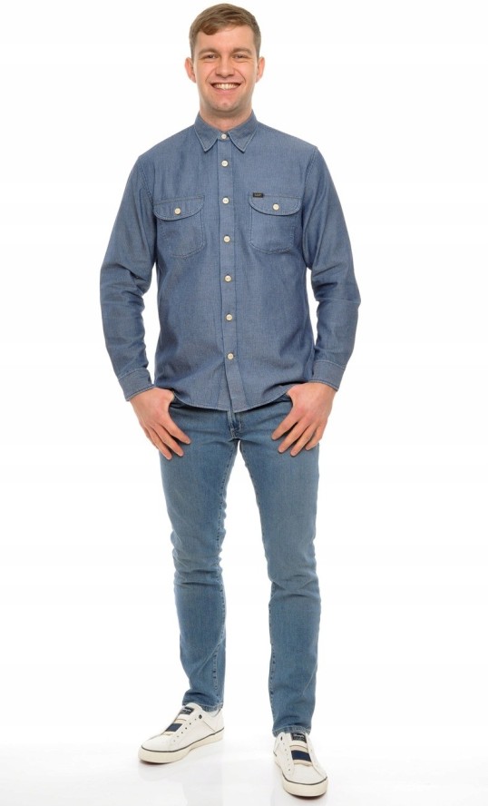 LEE WORKER SHIRT RELAXED FIT MĘSKA KOSZULA JEANSOWA DARK NAVY L68HJLNM