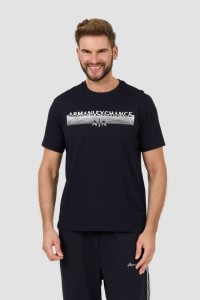 ARMANI EXCHANGE Granatowy t-shirt ze srebrnym logo