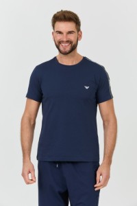 EMPORIO ARMANI Granatowy t-shirt bande logo