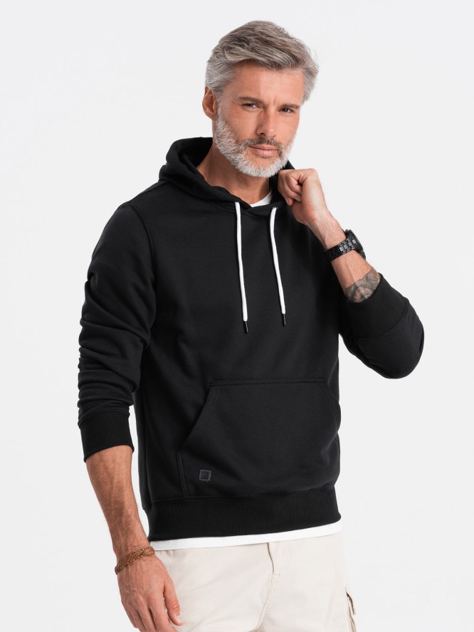 Bluza męska z kapturem BASIC - czarna V2 OM-SSBN-0120 - L